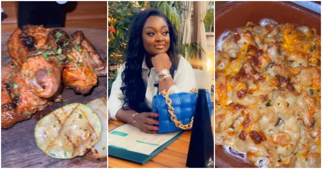 Jackie Appiah enjoys delicious dishes at a meeting with some friends.