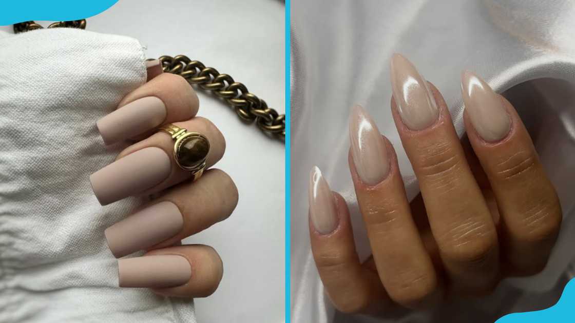 Matte and shinny beige nails Matte and shinny beige nails