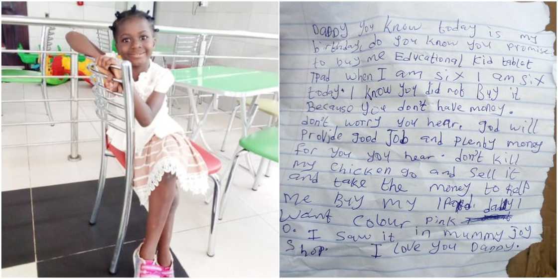 6-year-old girl warms hearts online after writing emotional letter to dad who promised her iPad on her birthday