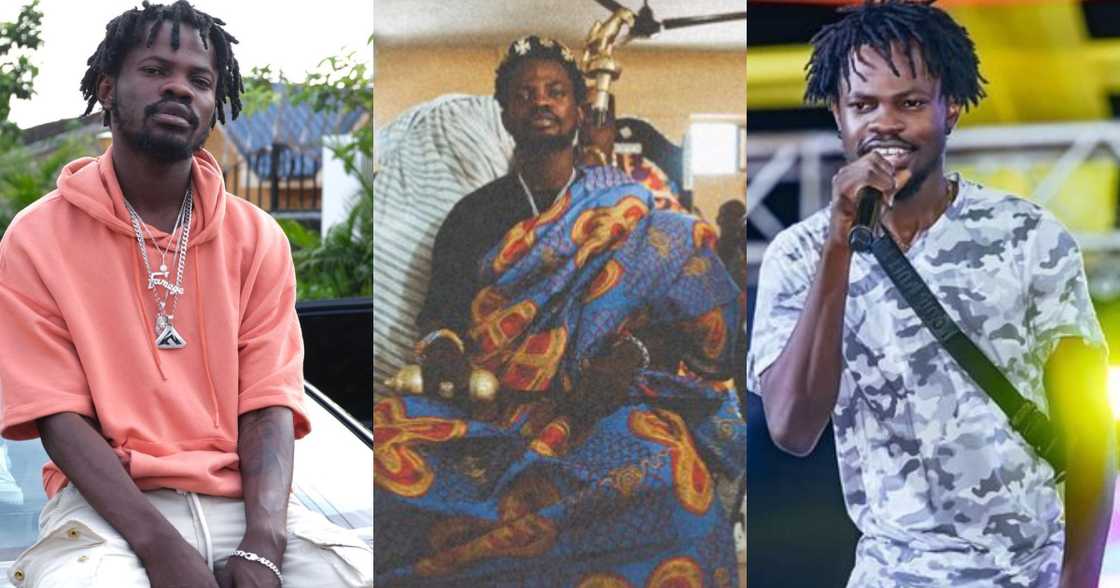 Fameye Enstooled Chief in Hometown, in 7 Kingly Photos Fameye Enstooled Chief in Hometown, in 7 Kingly Photos