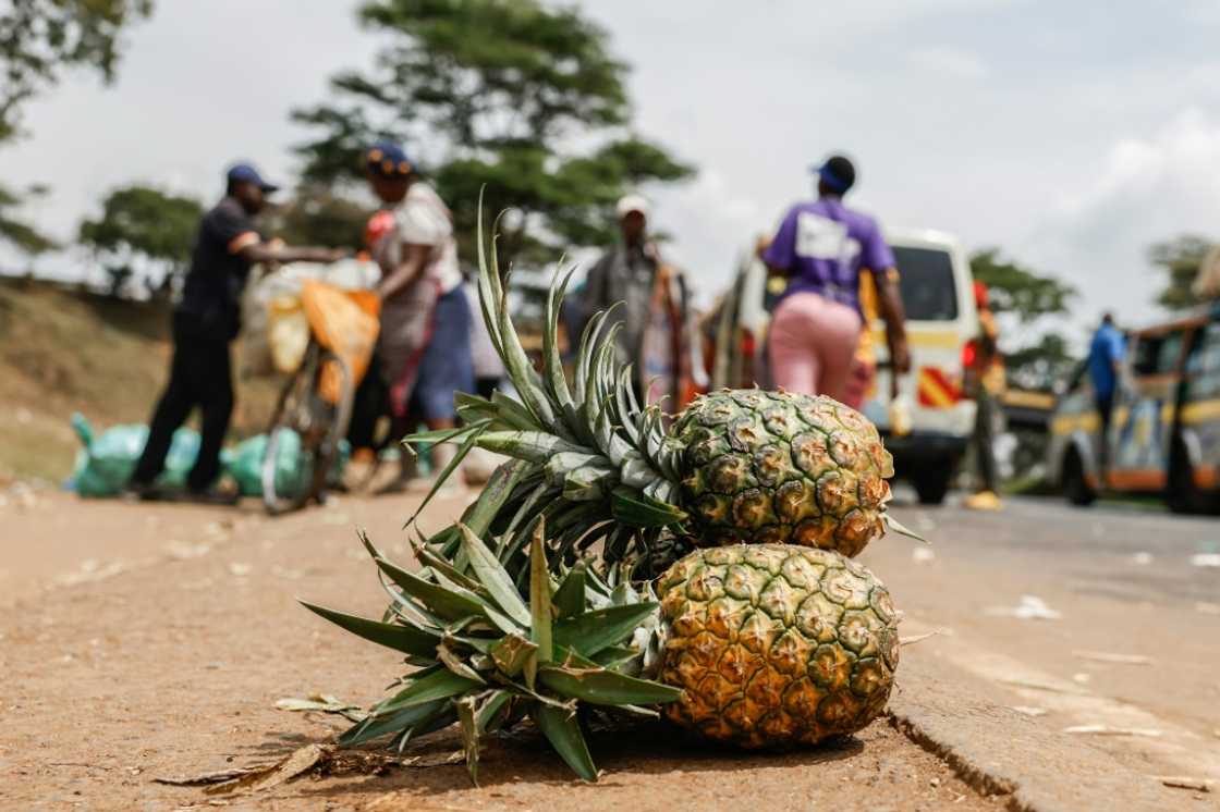 Pineapples at an informal market on the road in Kenya Pineapples at an informal market on the road in Kenya