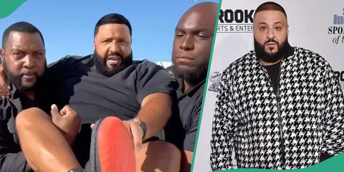 DJ Khaled carried by security guards from car to stage for performance. DJ Khaled carried by security guards from car to stage for performance.