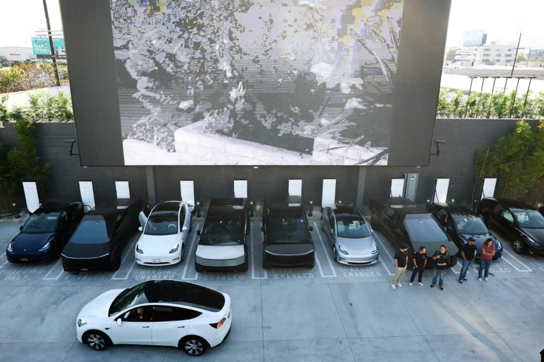 Electric vehicle maker Tesla reported a drop in profits for the second quarter of 2025, down 16 percent from the same period the previous year