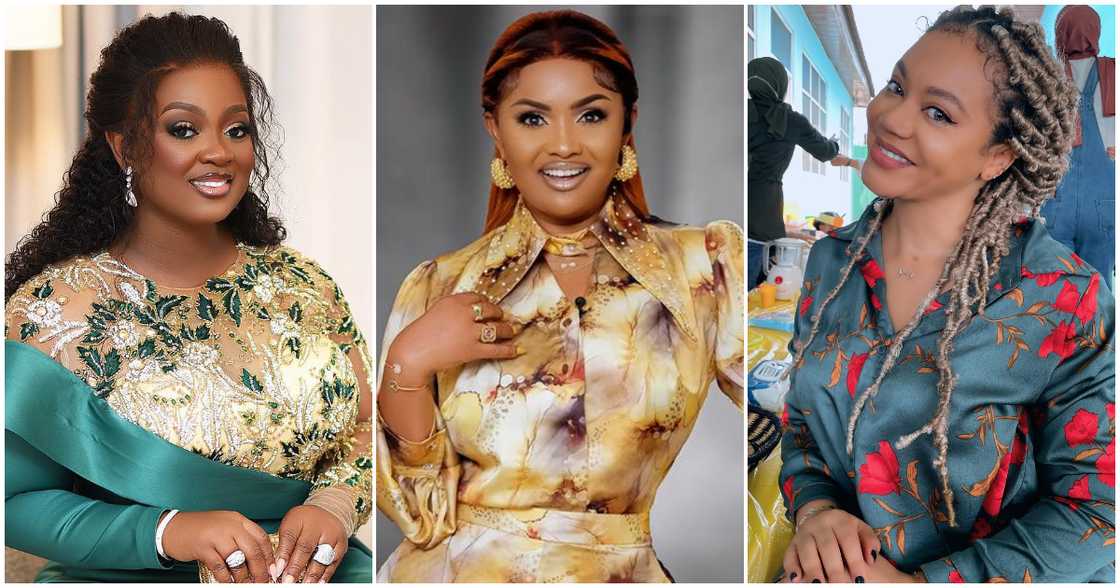 Jackie Appiah, Nana Ama McBrown, and Nadia Buari smiling Jackie Appiah, Nana Ama McBrown, and Nadia Buari smiling