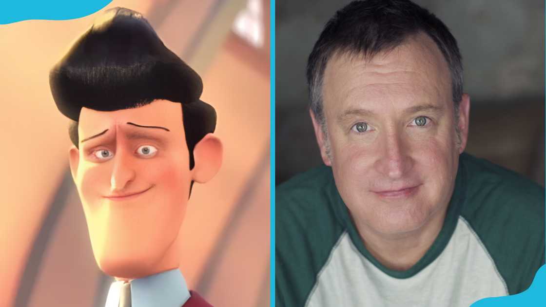 The Reporter from Meet the Robinsons (L) and his voice actor, Joe Whyte (R). The Reporter from Meet the Robinsons (L) and his voice actor, Joe Whyte (R).