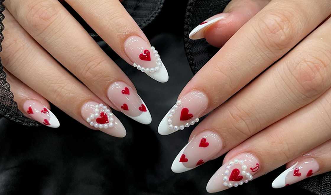 Valentine's milky nails