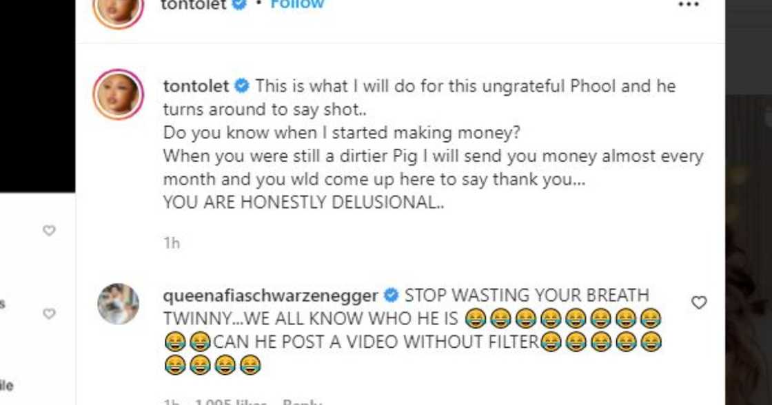 Afia Shwar Team up with Tonto Dike to Fight Bobrisky Online