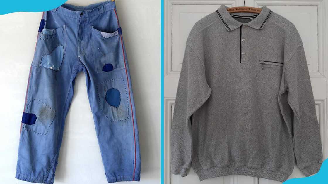 Patchwork pants and pullover sweater Patchwork pants and pullover sweater