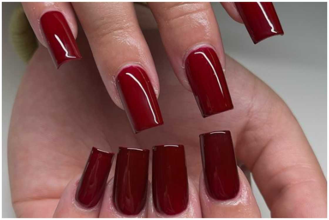 Wine red nails