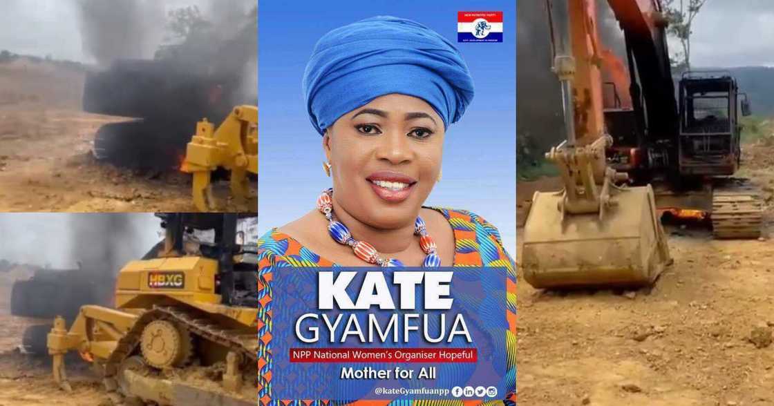 Kate Gyamfua: Anti-galamsey task force burns 8 excavators of NPP Women Organiser Kate Gyamfua: Anti-galamsey task force burns 8 excavators of NPP Women Organiser
