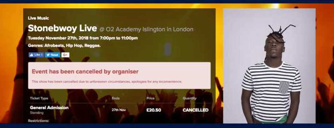 Stonebwoy’s London show cancelled due to poor ticket sales Stonebwoy’s London show cancelled due to poor ticket sales