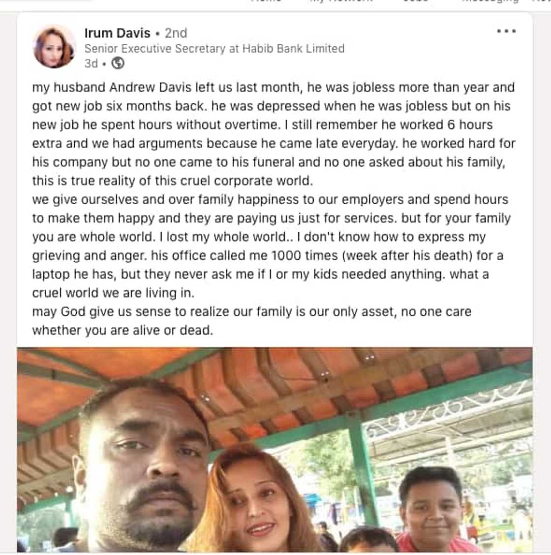 My Hubby Died Working Hard for His Company but No One Came to His Funeral, Irum Davis My Hubby Died Working Hard for His Company but No One Came to His Funeral, Irum Davis