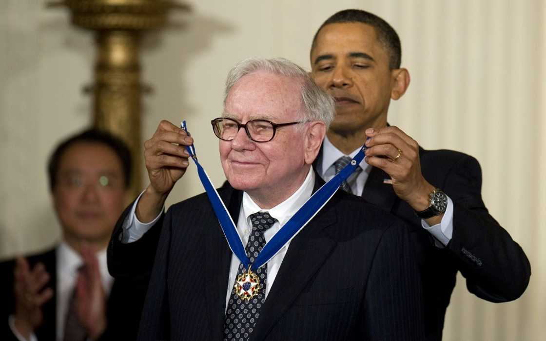 Then US leader Barack Obama awarded the Presidential Medal of Freedom to investor, industrialist and philanthropist Warren Buffett in 2011