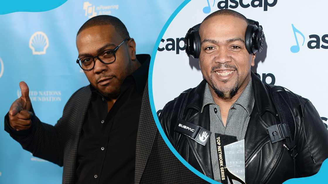 Timbaland at the Grammy Week launch (L), and the 2016 ASCAP Screen Music Awards (R)