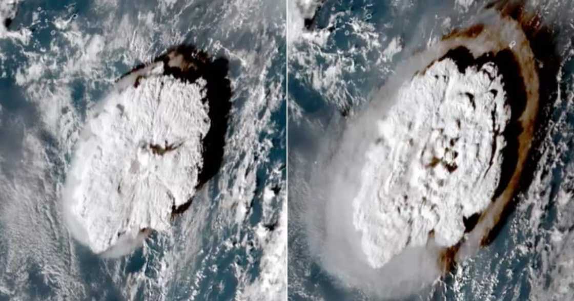Satellite Captures Hunga Tonga Volcano As It Erupts, Tsunami Warnings Across the Globe Satellite Captures Hunga Tonga Volcano As It Erupts, Tsunami Warnings Across the Globe