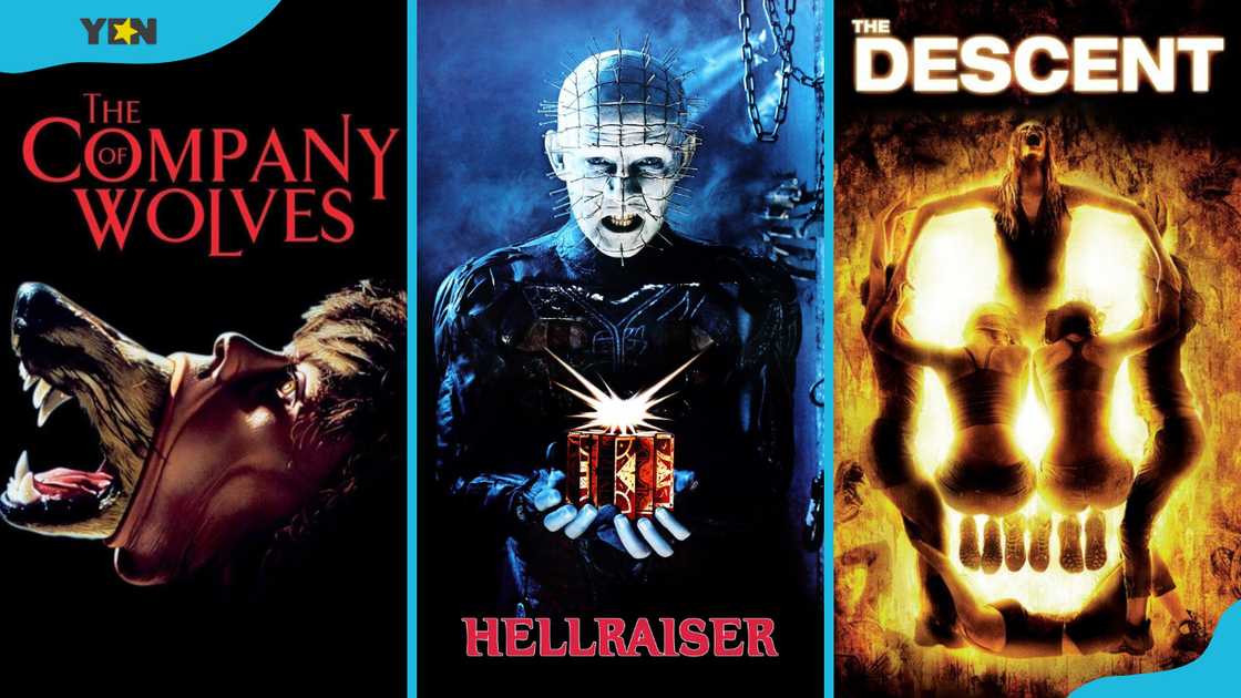 The Company of Wolves (1984) (L), Hellraiser (1987) (M), and The Descent (2005) (R) posters The Company of Wolves (1984) (L), Hellraiser (1987) (M), and The Descent (2005) (R) posters