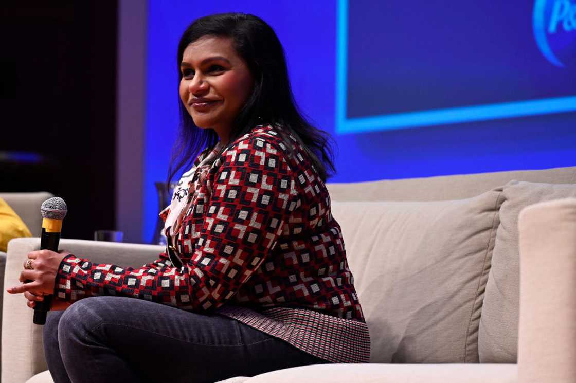 Mindy Kaling speaks on stage during the P&G #WeSeeEqual Forum