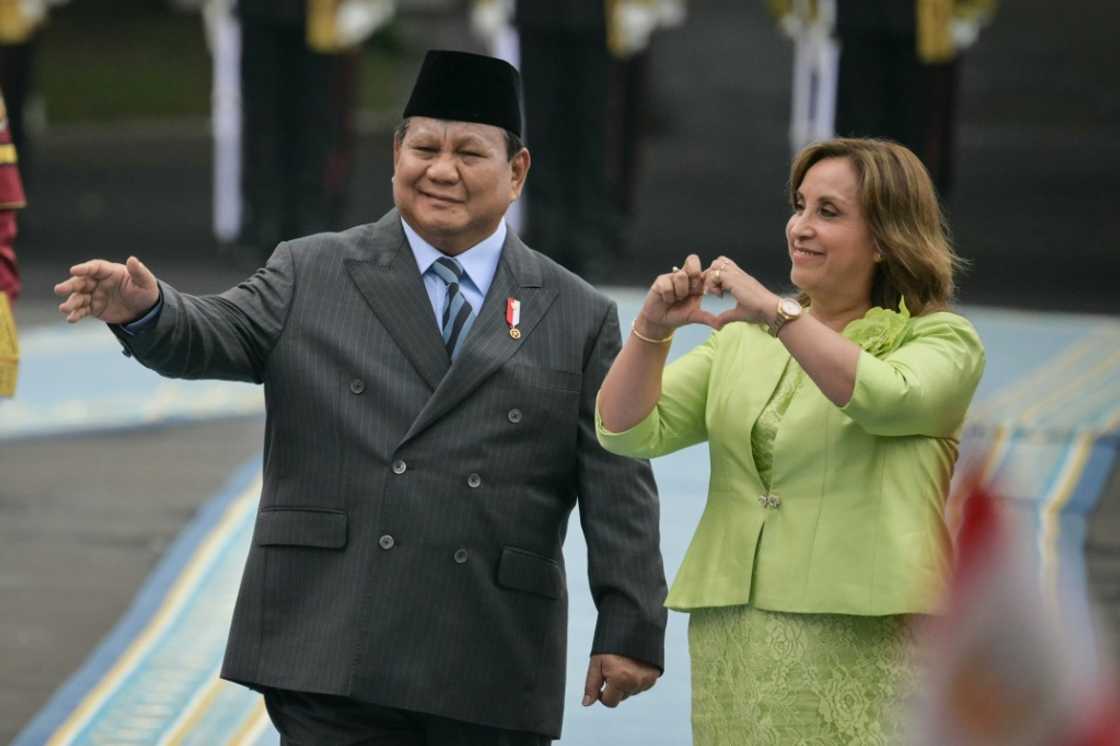 Jakarta and Lima sealed a trade deal that will expand market access between the two countries, Indonesian leader Prabowo Subianto (L) said after talks with visiting Peruvian President Dina Boluarte