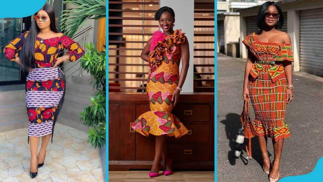Women wearing Kente church dresses Women wearing Kente church dresses