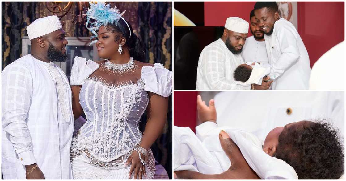 Tracey Boakye and husband Frank Badu Ntiamoah at their son's christening in Kumasi