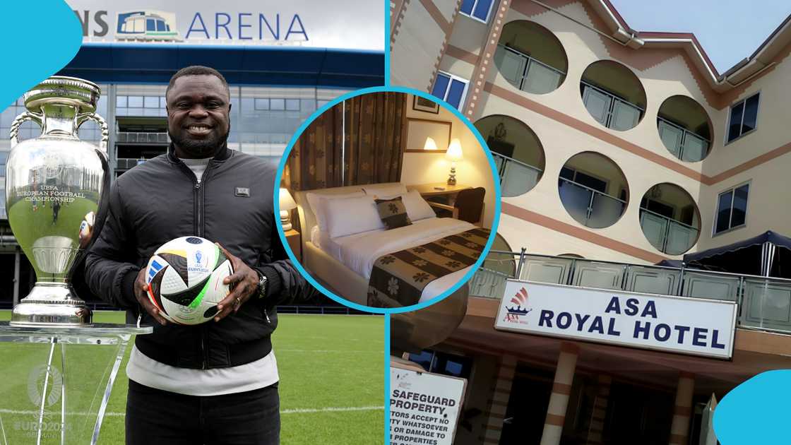 Gerald Asamoah, 3-star hotel, Asa Royal Hotel, Trade Fair Centre, German-Ghanaian, Schalke 04. Gerald Asamoah, 3-star hotel, Asa Royal Hotel, Trade Fair Centre, German-Ghanaian, Schalke 04.
