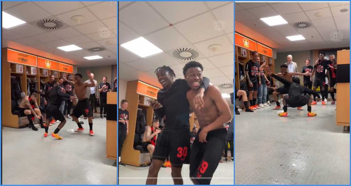 Bayer Leverkusen celebrate title win with Buk Bak's Kolom in the dressing room Bayer Leverkusen celebrate title win with Buk Bak's Kolom in the dressing room