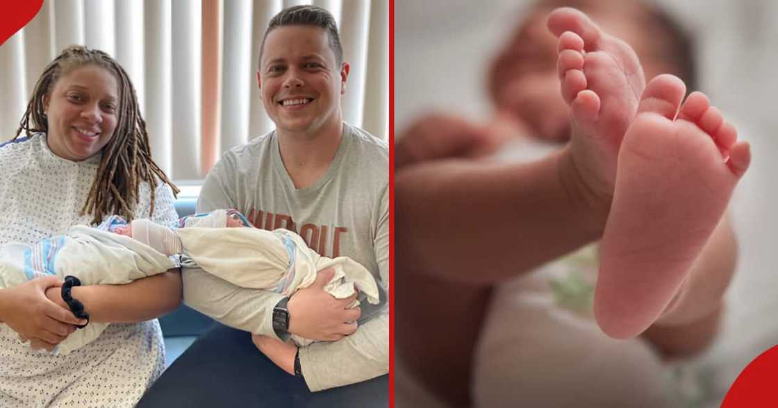 Aaliyah Kiyomi and her lover Myjel holding their newborn twins. Aaliyah Kiyomi and her lover Myjel holding their newborn twins.