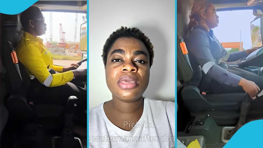 Female truck driver, Female bus driver, Ghanaian woman, Fuel tanker, Women in men's field, Male-dominated jobs.