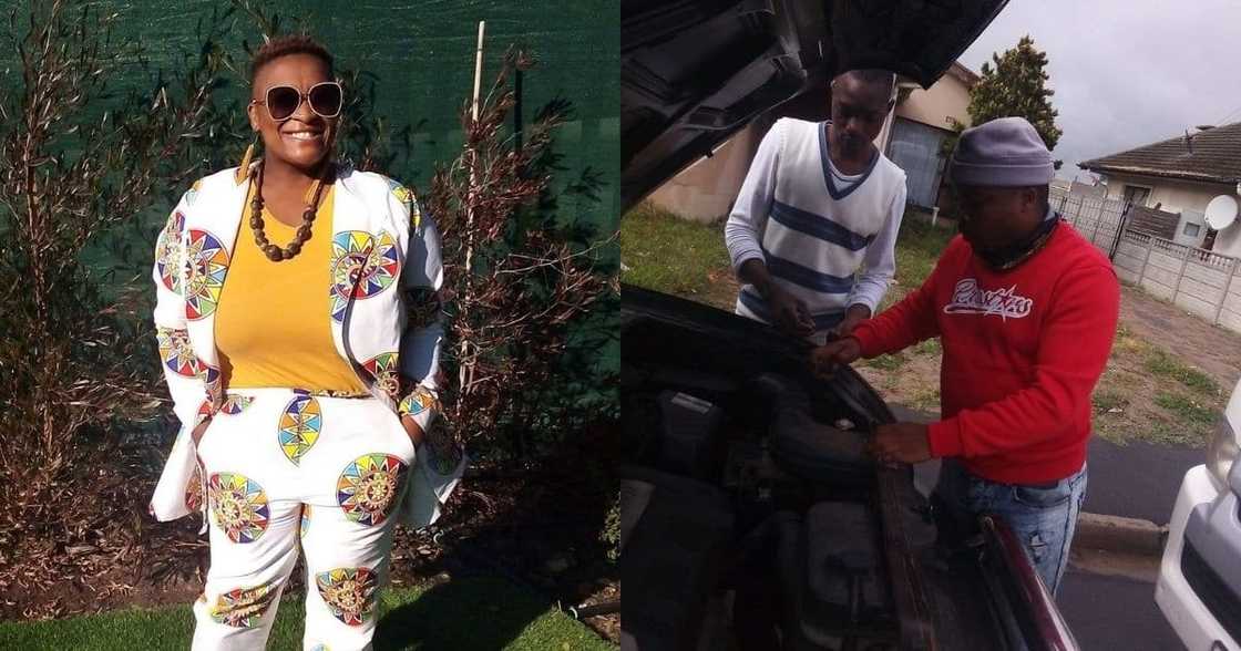 Kind taxi driver, help, lady, engine Kind taxi driver, help, lady, engine