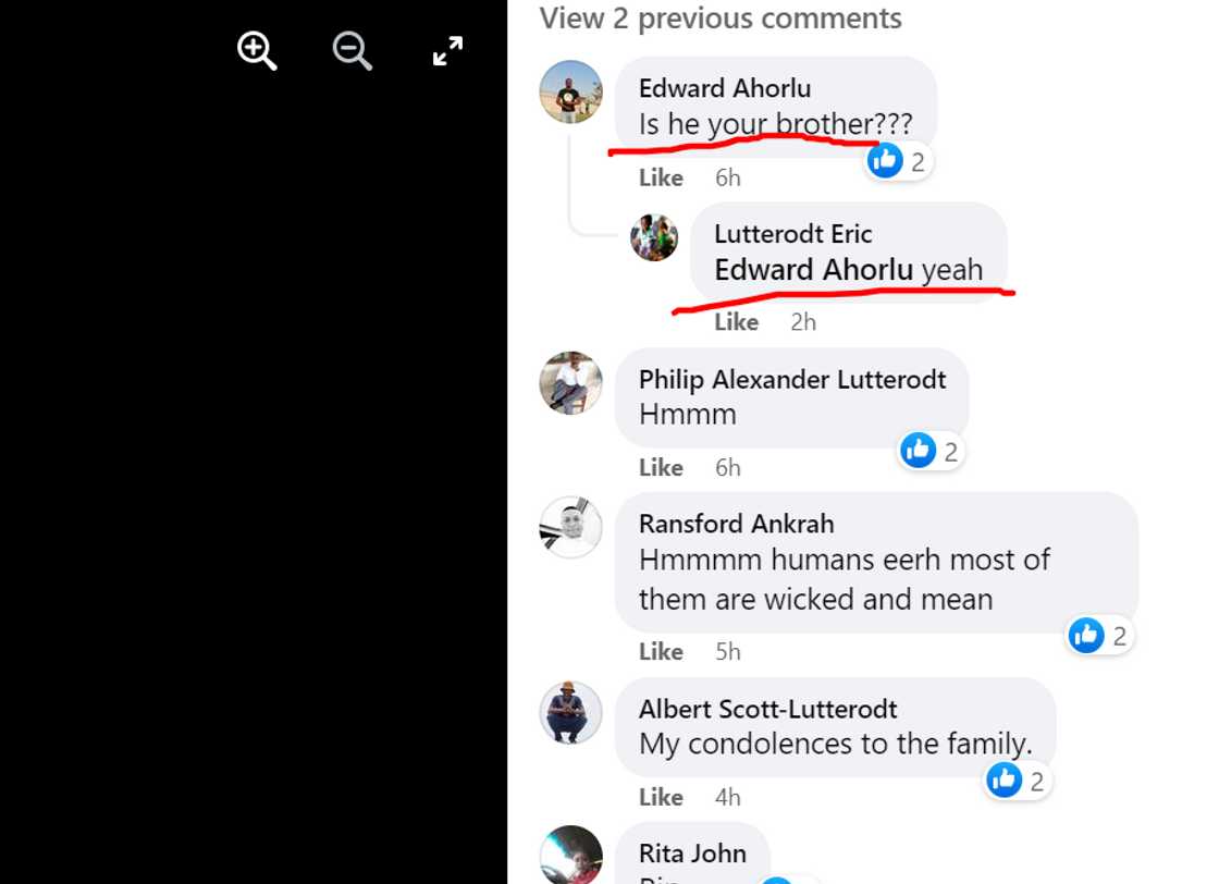 Screenshot of Facebook man claim about James Lutterodt.