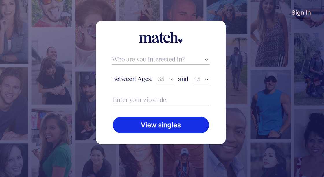 The homepage of chat app match. The homepage of chat app match.