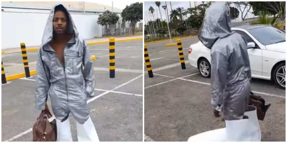 Man rocks gigantic shoes Man rocks gigantic shoes