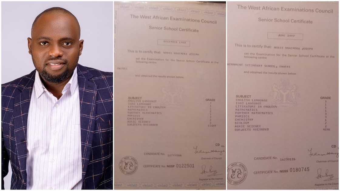 Nigerian man shows off his 1997 WAEC results, thanks his parents for making him study hard Nigerian man shows off his 1997 WAEC results, thanks his parents for making him study hard