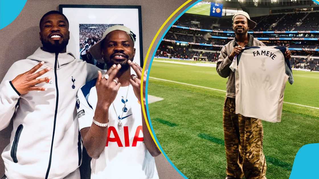 Fameye, Nothing I Get, Praise, Fameye enjoys VIP treat, Mohammed Kudus, Kevin Danso gives Fameye special treat, Tottenham draws with Man United. Fameye, Nothing I Get, Praise, Fameye enjoys VIP treat, Mohammed Kudus, Kevin Danso gives Fameye special treat, Tottenham draws with Man United.