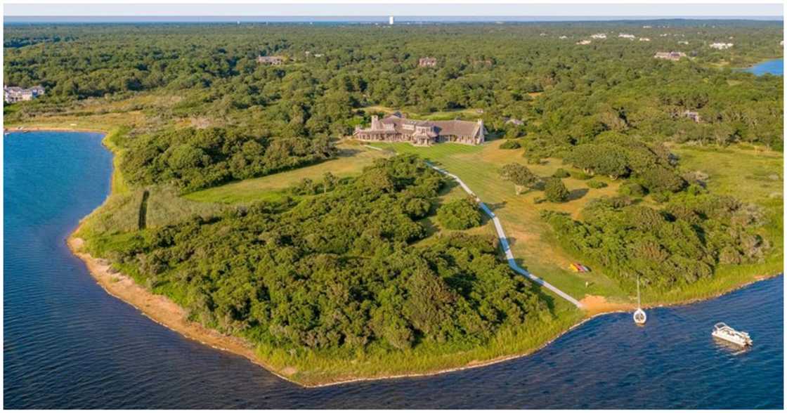 A view of the mansion from the lake