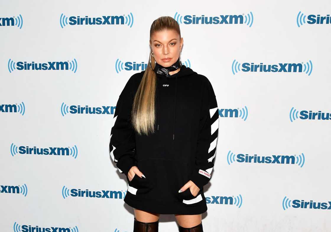 American rapper Fergie poses during her visits to SiriusXM Studios.