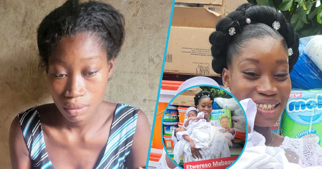 Photos of young mum of triplets.