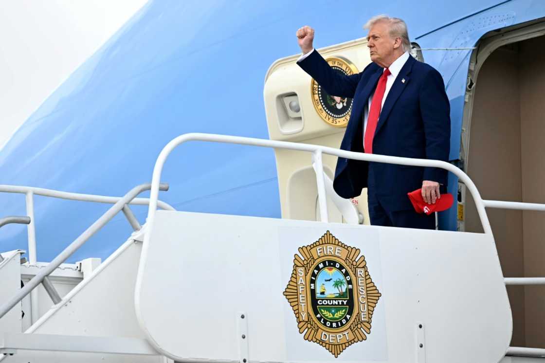 US President Donald Trump, pictured arriving in Miami, spent the weekend golfing US President Donald Trump, pictured arriving in Miami, spent the weekend golfing