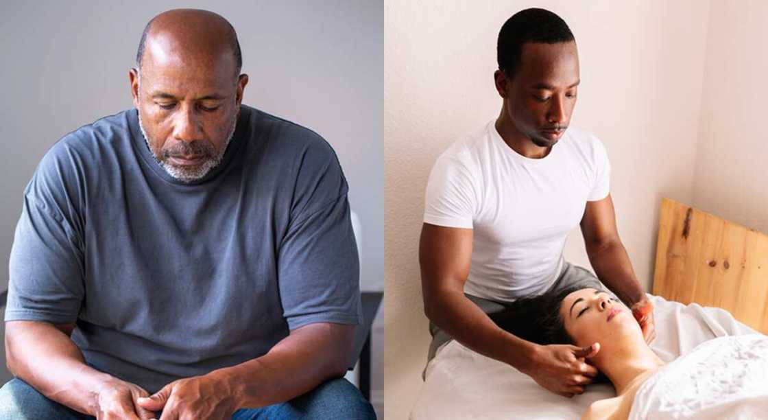 Man angry after wife was massaged by a man. Man angry after wife was massaged by a man.