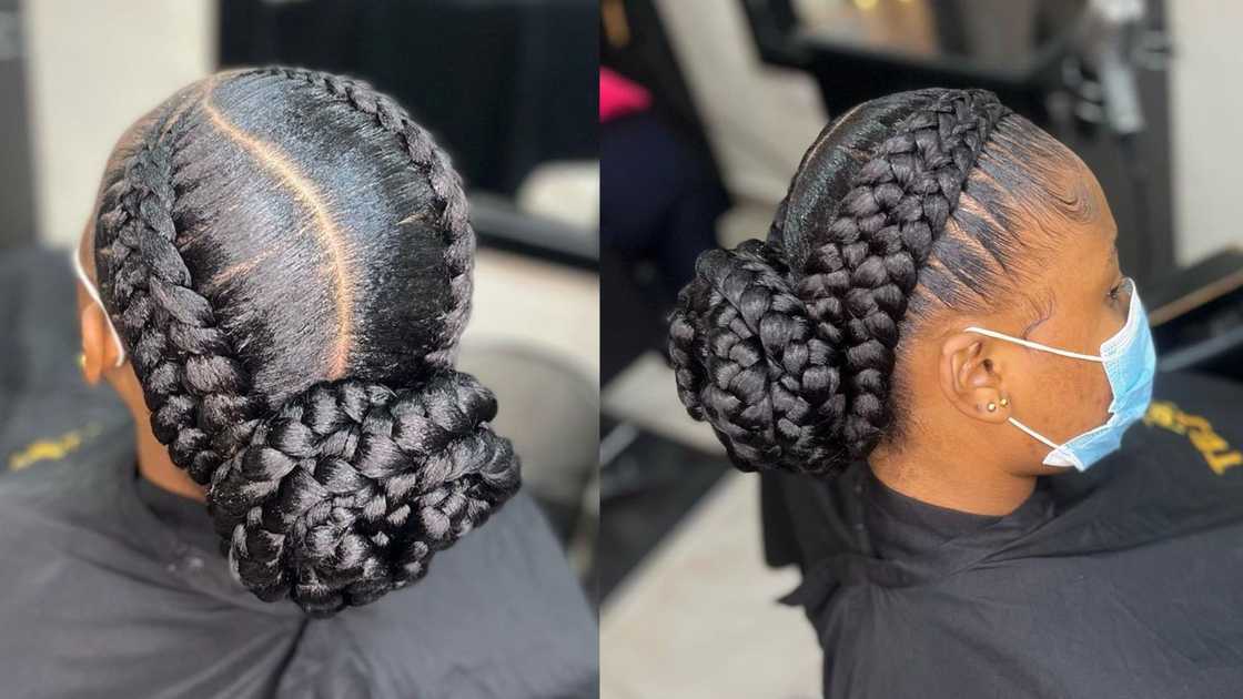 stunning two braids hairstyles with a low bun