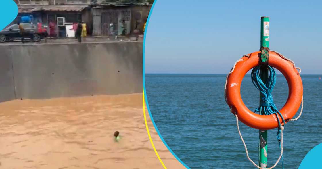 Man Being Washed Away By Floodwater Rescued By Good Samaritans At Alajo Man Being Washed Away By Floodwater Rescued By Good Samaritans At Alajo