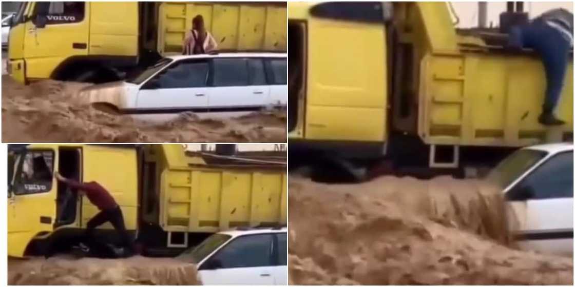 The truck driver risked his life to save others The truck driver risked his life to save others