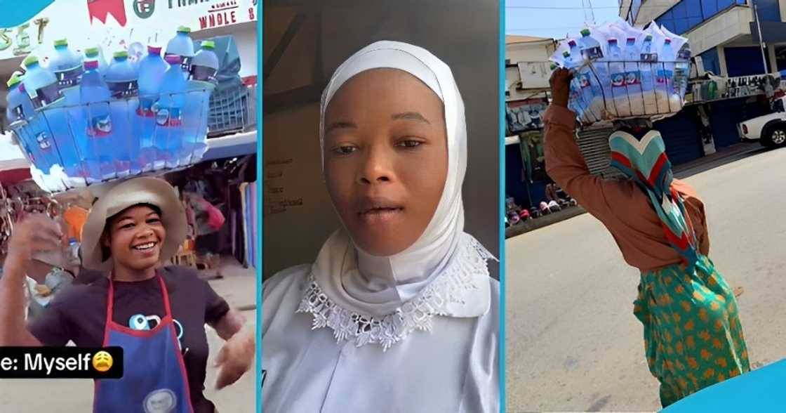 Ghanaian lady, sell in traffic, pure water, support her education, teachers training college Ghanaian lady, sell in traffic, pure water, support her education, teachers training college