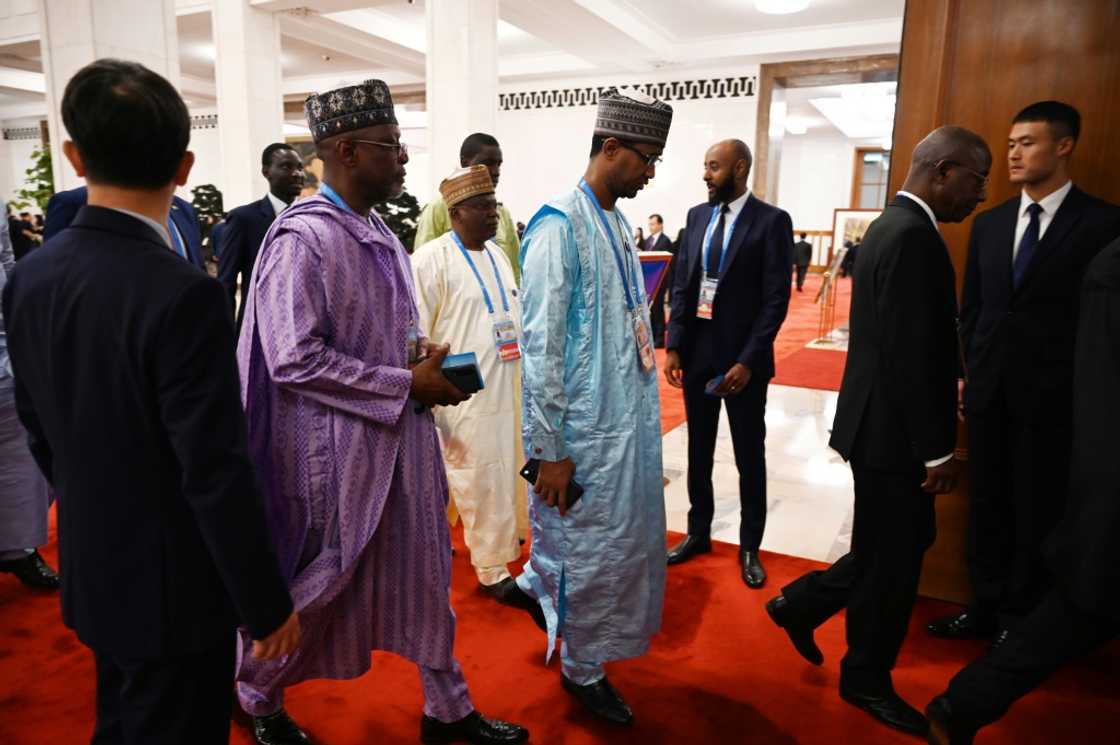 Delegates arrive for the opening ceremony of the Forum on China-Africa Cooperation in Beijing’s Great Hall of the People