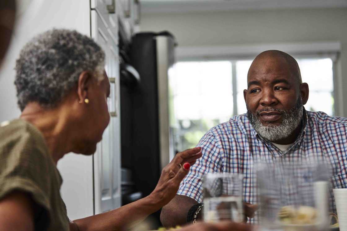 The wife and husband are talking