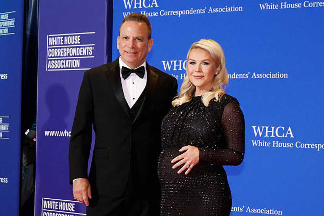 Nicholas Riccio and Karoline Leavitt attend the 2026 White House Correspondents' Dinner at Washington Hilton on April 25, 2026 in Washington, DC.