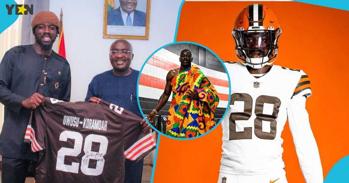 Jeremiah Owusu-Koramoah presented his jersey to Dr. Bawumia at Jubilee house