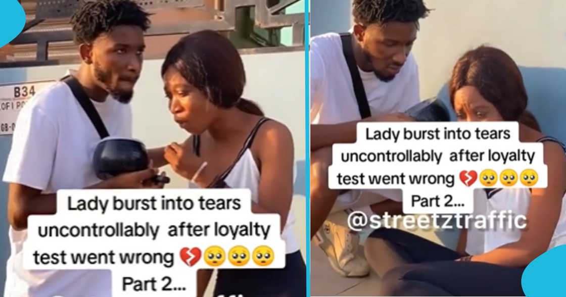 Ghanaian lady in tears after boyfriend failed loyalty test