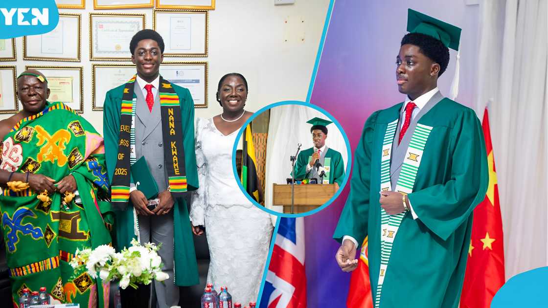 Otumfuo Osei Tutu II, Oheneba Kwame Kyeretwie, Lady Julia Osei Tutu, Otumfuo's son, Asantehene, DPS International 2025 Graduation, Wesleyan University Otumfuo Osei Tutu II, Oheneba Kwame Kyeretwie, Lady Julia Osei Tutu, Otumfuo's son, Asantehene, DPS International 2025 Graduation, Wesleyan University