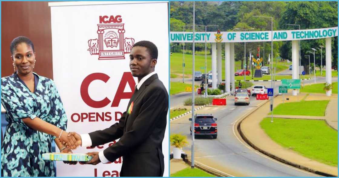 Photo of KNUST student and entrance of the university Photo of KNUST student and entrance of the university